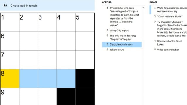 nyt crossword clue for crypto lead-in coin